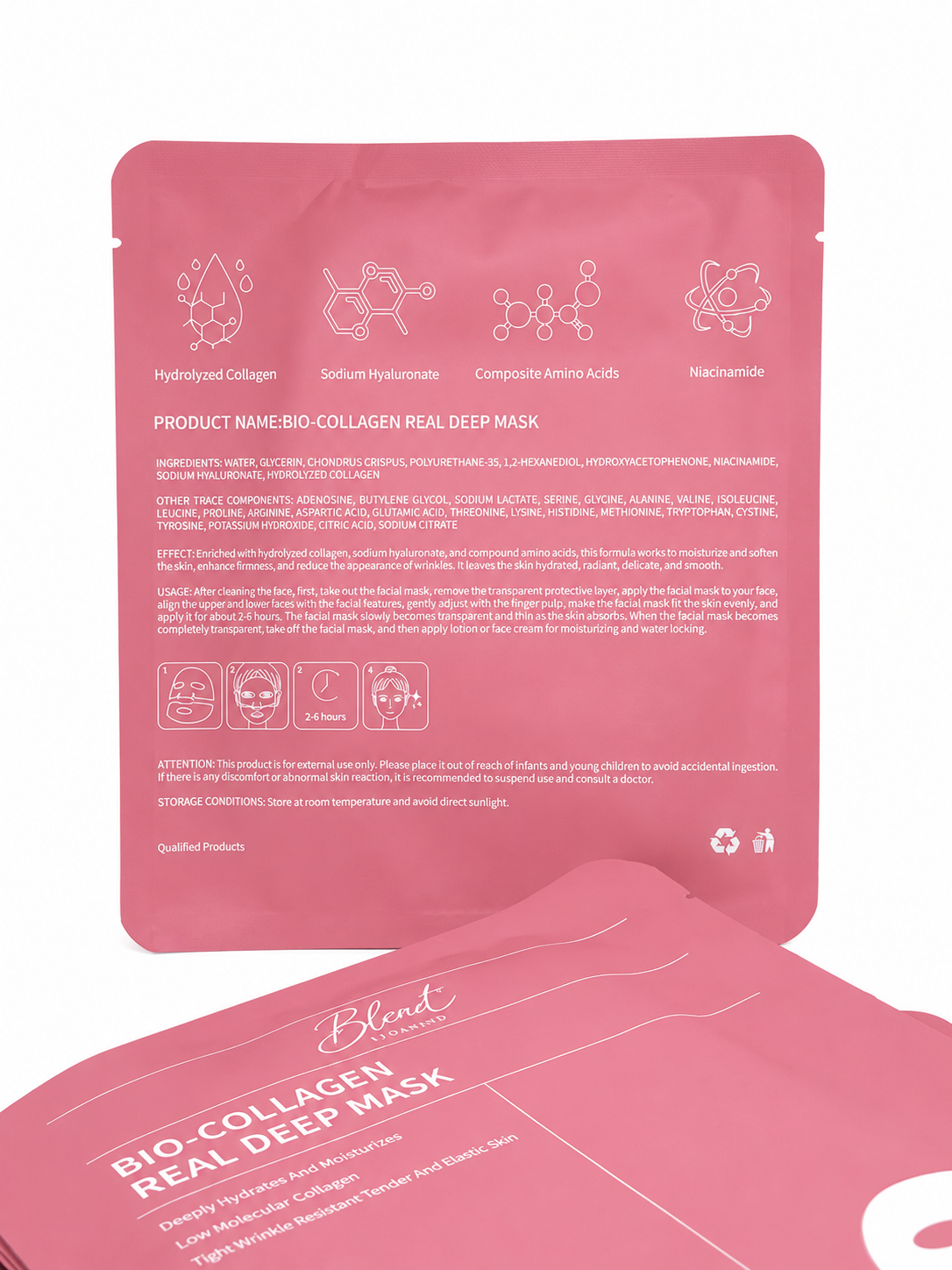 Set of 3 Korean Bio-Collagen Real Deep Face Mask (34g) Deep Hydration & Firming