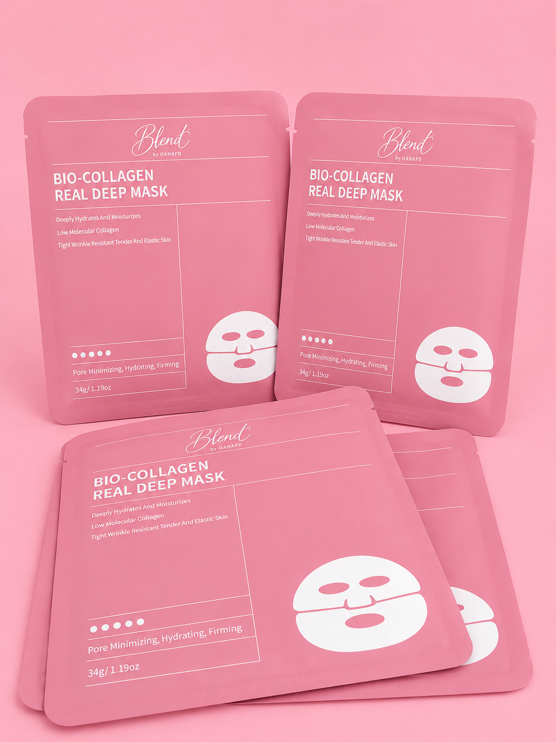 Set of 3 Korean Bio-Collagen Real Deep Face Mask (34g) Deep Hydration & Firming